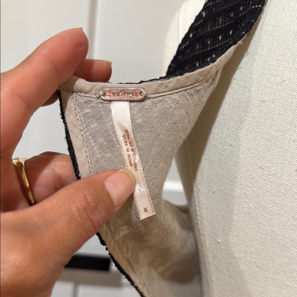 Free People Size 6 Black and Tan Halter sleeveless Mini Dress Lace Flare - Picture 2 of 5